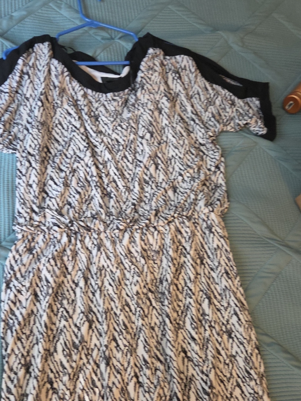 Thalia Sodi Black and White Abstract Print Midi Dress